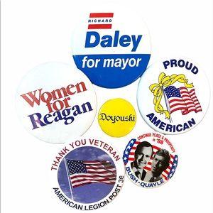 Vintage Republican Party Americana button pin set